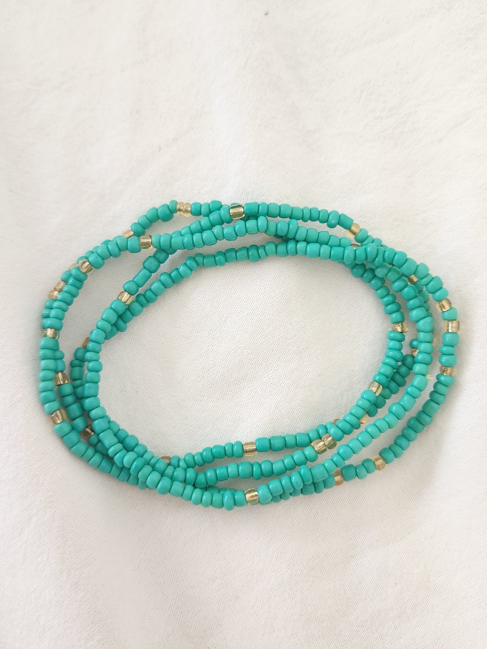 Turquoise Seed Bead Wrap Bracelet / Ankle / Waist / Necklace